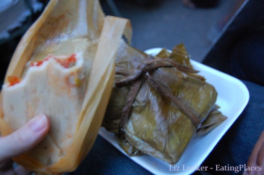Oaxacan tlayudas and tamales eaten on the street