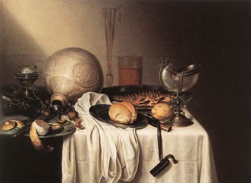 BOELEMA DE STOMME, Maerten Still-Life with a Bearded Man Crock and a Nautilus Shell Cup 1642-44 Oil on wood, 73 x 96 cm