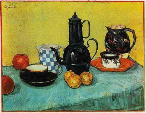 Still Life: Blue Enamel Coffeepot, Earthenware and Fruit Van Gogh