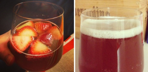 Homemade Kombucha with Strawberries and Homemade Carbonated Lavender Kombucha from Second Fermentation